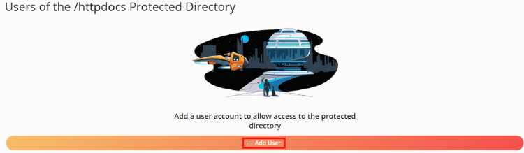 Click 'Add User' to add a user to the password-protected directory.