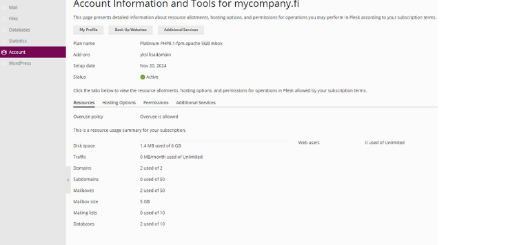 In the ‘Account’ tab, you can: Change your administrator password and modify your contact information in the ‘My Profile’ section. In the ‘Account’ tab, you can: Change your administrator password and modify your contact information in the ‘My Profile’ section.